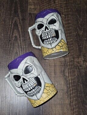 Vintage 90s Easter Unlimited Plastic Skull Mugs Halloween